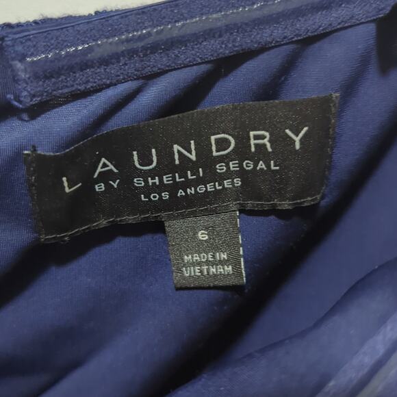 Laundry by Shelli Segal Lace Cocktail Dress Ink Blot Off the Shoulder Wmns Sz 6 - Picture 6 of 8